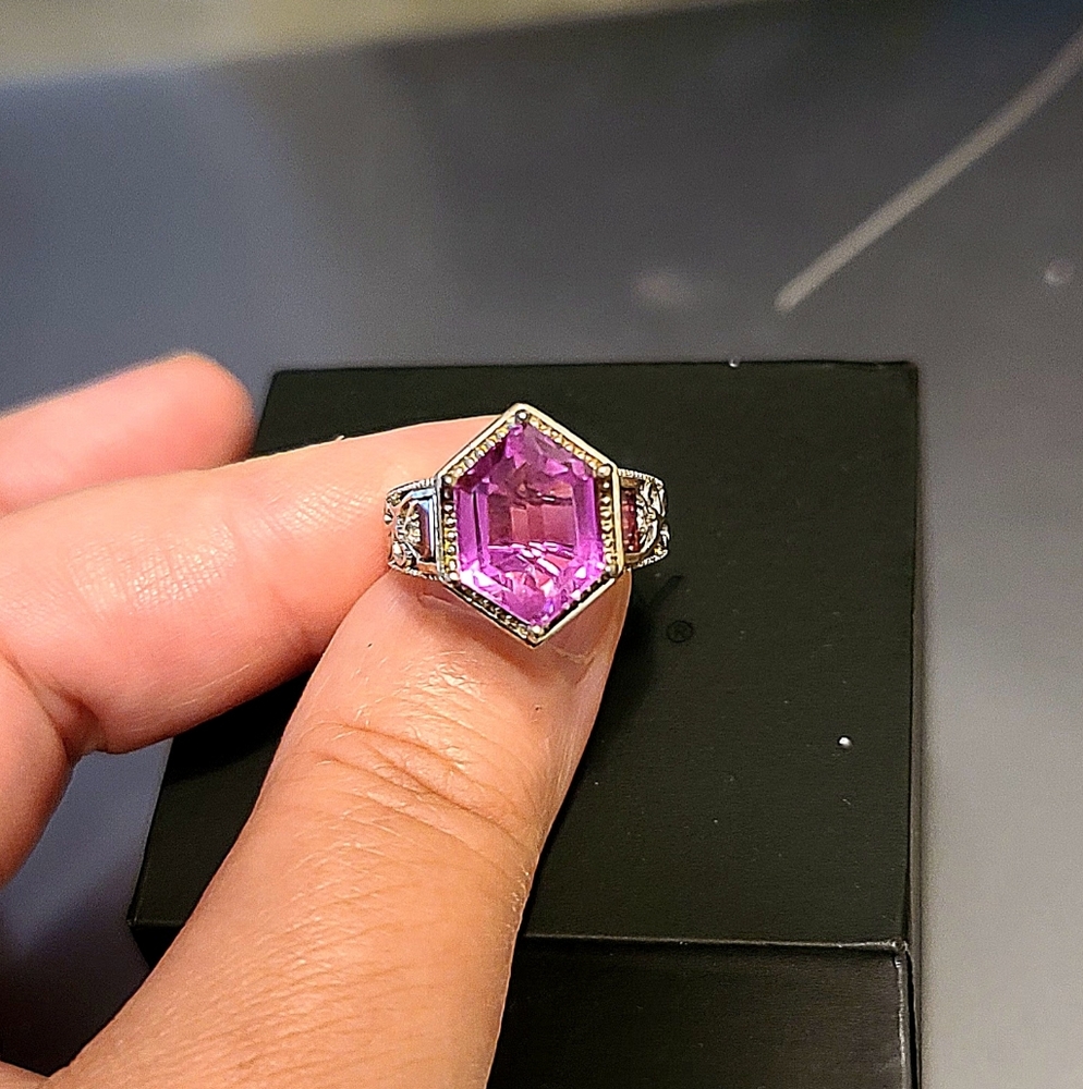 Kay Sterling Pink & White Topaz Ring Sz 6